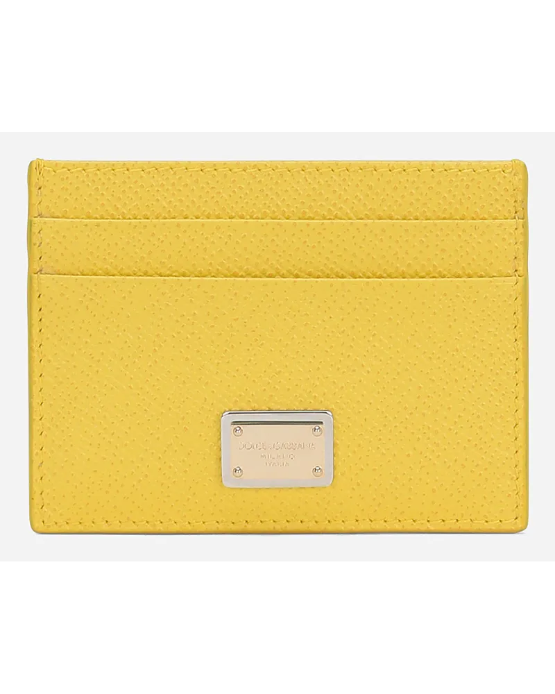 Dolce & Gabbana Portacarte In Pelle Di Vitello Dauphine - Donna Portafogli E Piccola Pelletteria Giallo Pelle Giallo
