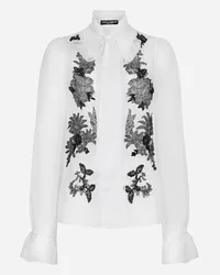 Dolce & Gabbana Camicia In Organza Con Fiocco E Applicazioni In Pizzo - Donna Camicie E Top Bianco Bianco