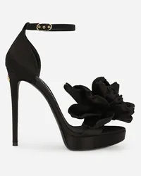 Dolce & Gabbana Sandalo Platform In Raso - Donna Sandali E Zeppe Nero Viscosa Nero