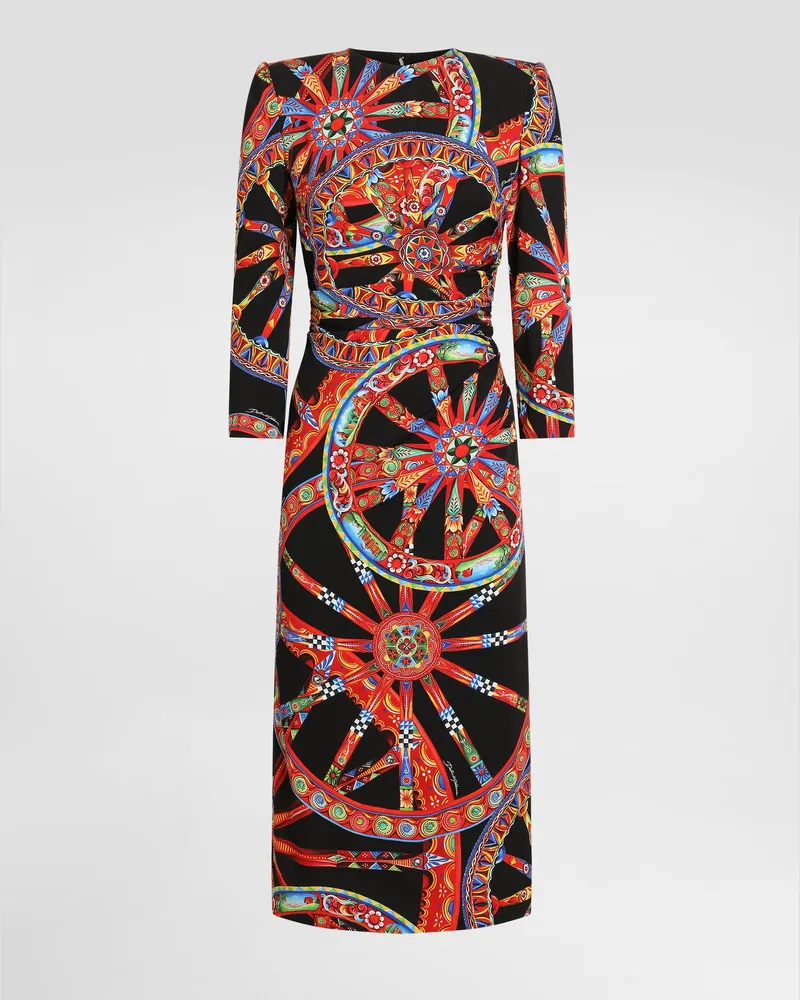 Dolce & Gabbana Abito In Charmeuse Stampa Carretto - Donna Abiti Multicolore Multicolore
