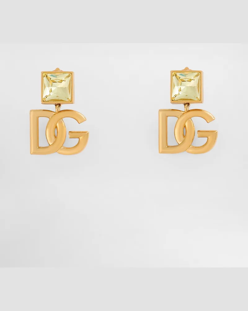 Dolce & Gabbana Orecchini Con Logo Dg E Strass - Donna Bijoux Oro Metallo Oro