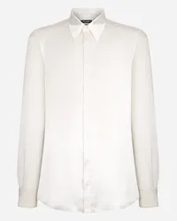 Dolce & Gabbana Camicia Martini In Raso Di Seta - Uomo Camicie Bianco Seta Bianco