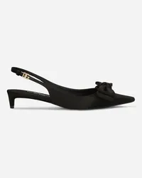 Dolce & Gabbana Slingback In Raso Con Fiocco - Donna Décolleté E Slingback Nero Nero