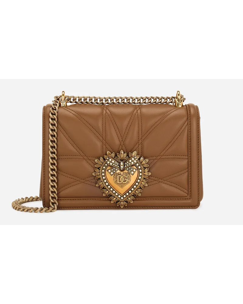Dolce & Gabbana Borsa A Spalla Devotion Media - Donna Borse A Spalla E Tracolla Beige Pelle Cammello