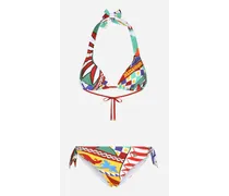 Bikini A Triangolo Stampa Carretto - Donna Beachwear Stampa Carretto Tessuto