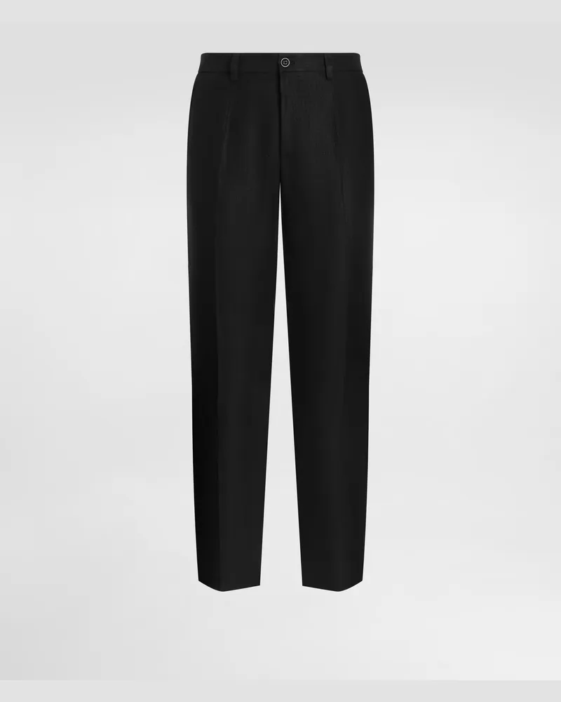 Dolce & Gabbana Pantalone In Lino - Uomo Pantaloni E Shorts Nero Lino Nero