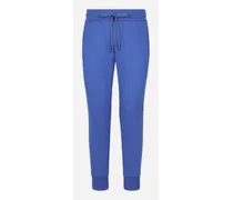 Pantalone Jogging In Jersey Con Placca Logata - Uomo Pantaloni E Shorts Blu Cotone