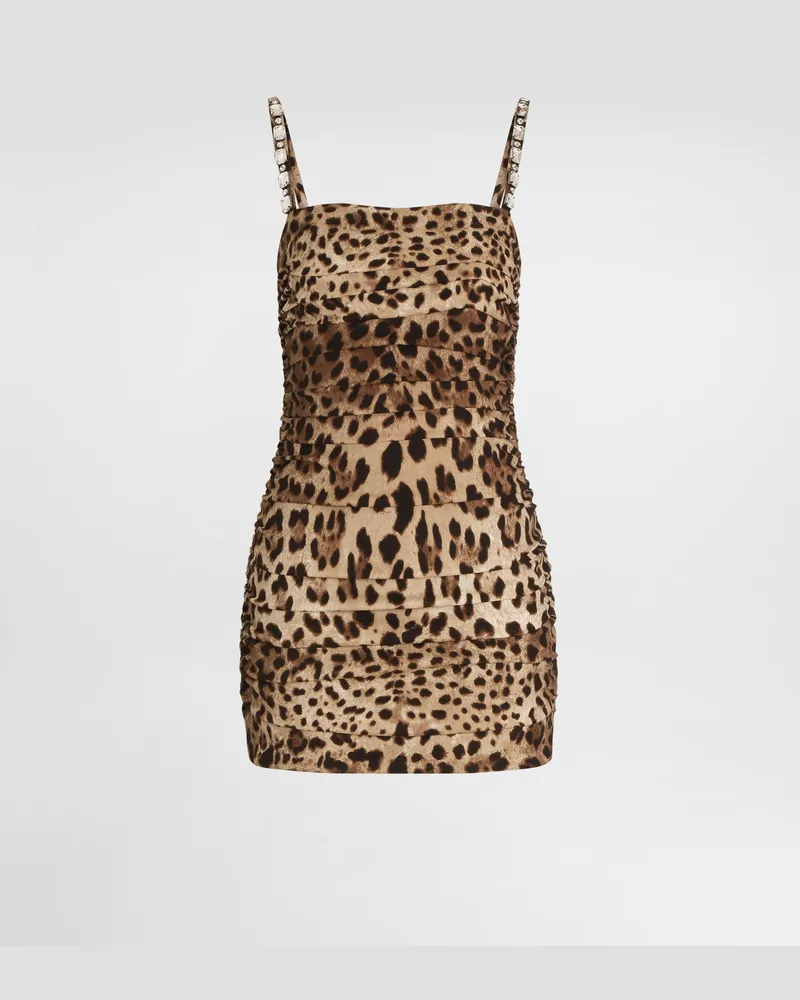 Dolce & Gabbana Abito In Charmeuse Stampa Leo - Donna Abiti Stampa Animalier Seta Leo