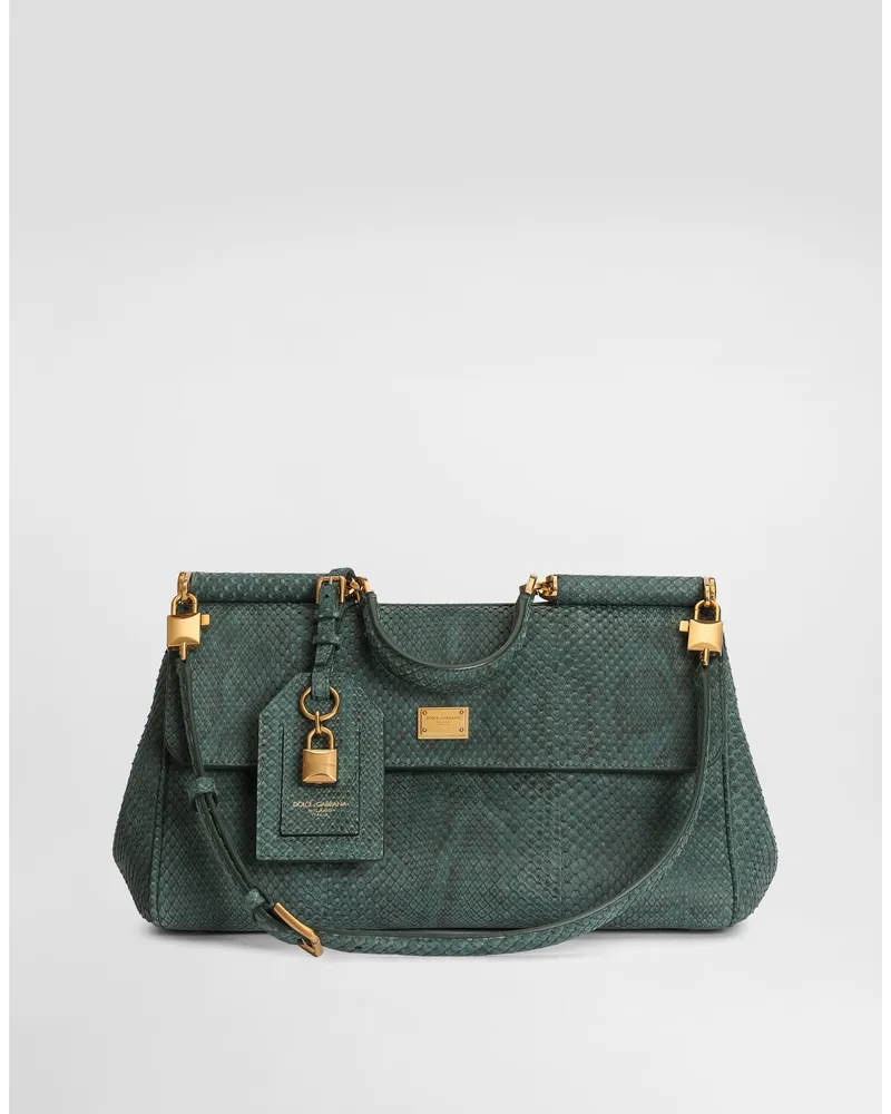 Dolce & Gabbana Borsa A Mano My Sicily Media In Pitone - Donna Borse A Mano Verde Foresta