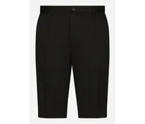 Stretch Cotton Shorts With Dg Embroidery - Uomo Pantaloni E Shorts Nero Cotone