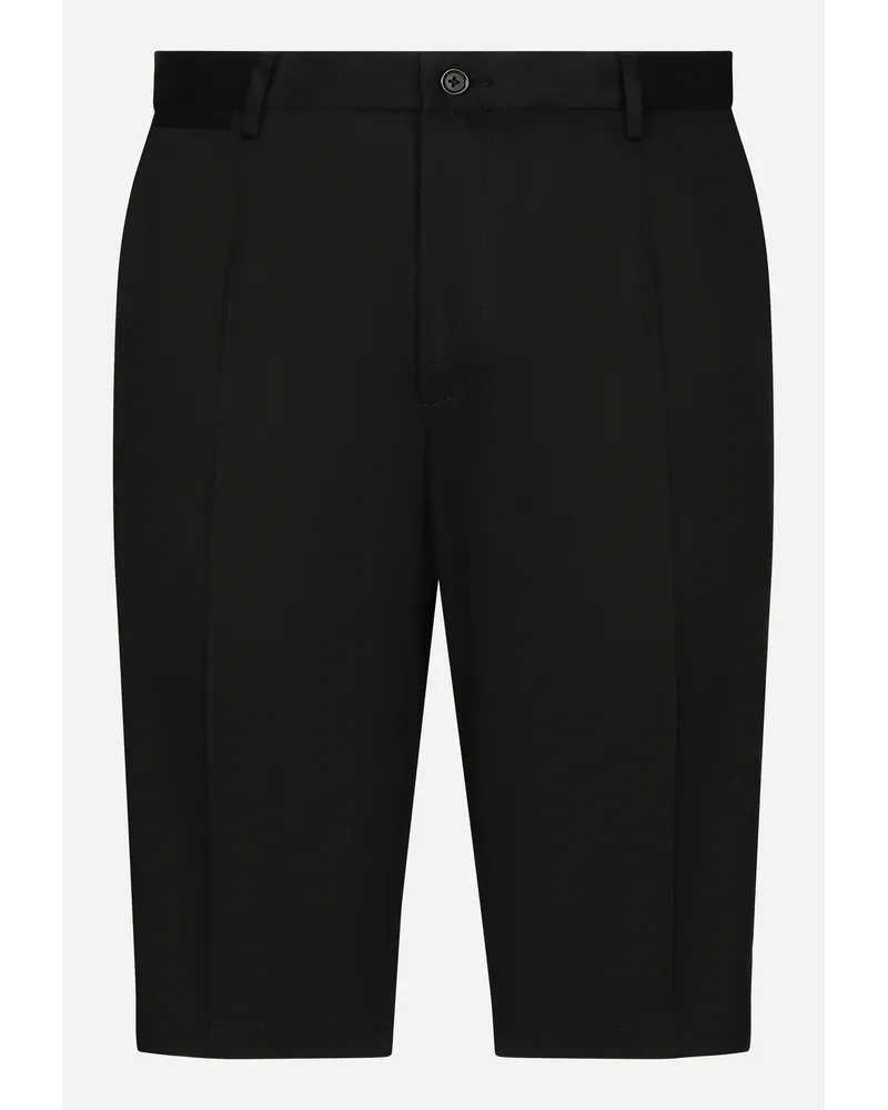 Dolce & Gabbana Stretch Cotton Shorts With Dg Embroidery - Uomo Pantaloni E Shorts Nero Cotone Nero
