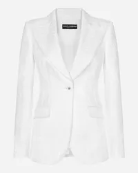 Dolce & Gabbana Giacca Monopetto Turlington In Broccato - Donna Giacche E Blazer Bianco Bianco