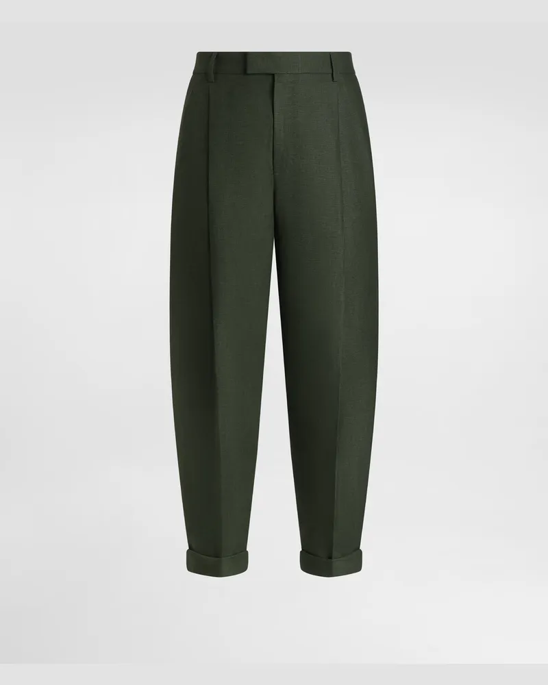 Dolce & Gabbana Pantaloni In Tela Di Lino - Uomo Pantaloni E Shorts Verde Verde