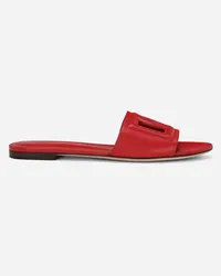 Dolce & Gabbana Slide In Pelle Di Vitello E Logo Dg - Donna Slide E Mule Rosso Pelle Rosso