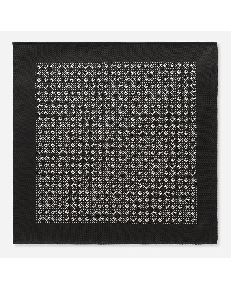 Dolce & Gabbana Pochette In Seta Jacquard Logo Dg - Uomo Cravatte E Pochette Multicolore Seta Nero