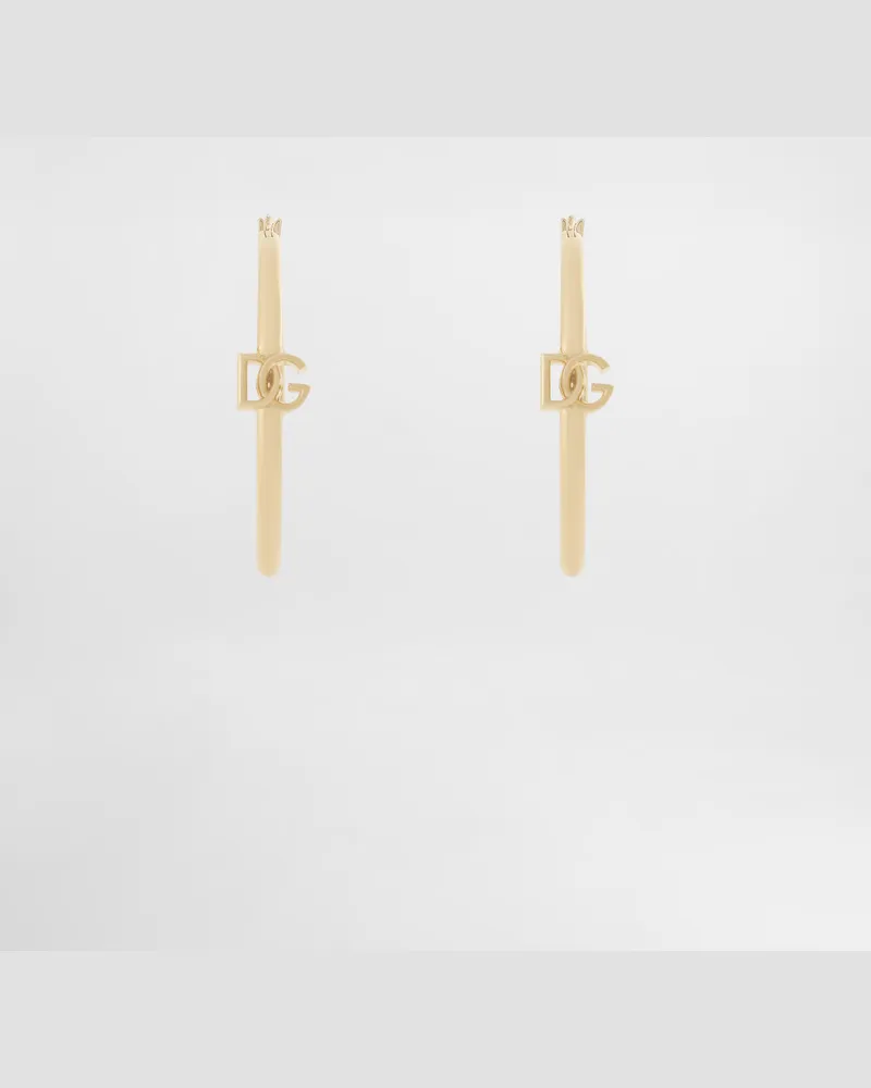 Dolce & Gabbana Orecchini Creola Con Logo Dg - Donna Bijoux Oro Metallo Oro