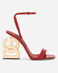 Dolce & Gabbana Sandalo In Vernice Con Tacco Dg Pop - Donna Sandali E Zeppe Rosso Pelle Rubino