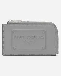 Dolce & Gabbana Portacarte In Pelle Di Vitello - Uomo Portafogli E Piccola Pelletteria Grigio Pelle Grafite