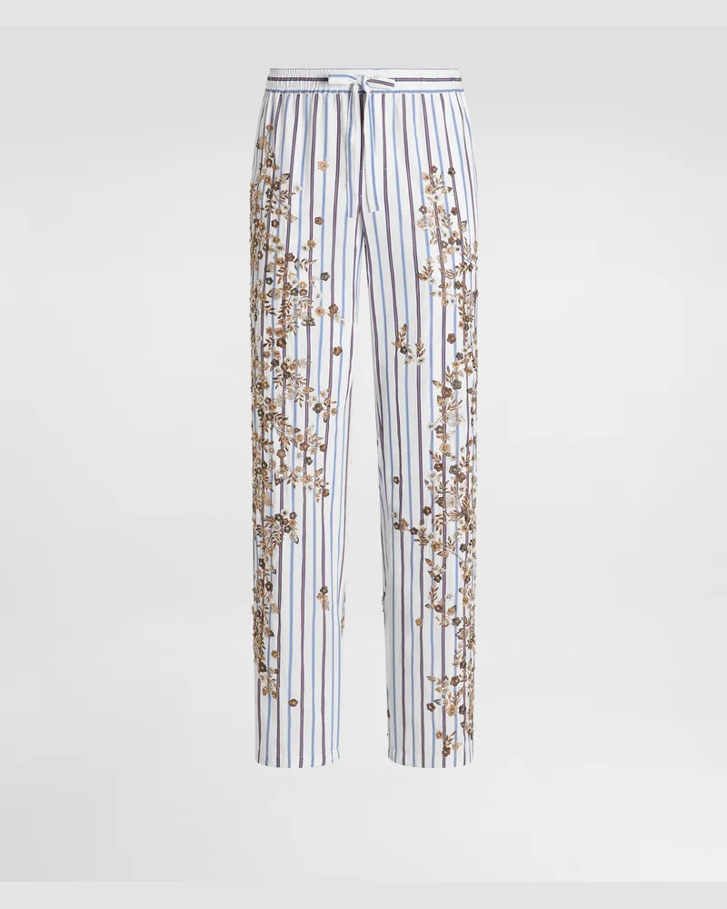 Dolce & Gabbana Pantaloni Vanity In Cotone E Seta Con Ricamo - Uomo Pantaloni E Shorts Multicolore Variante