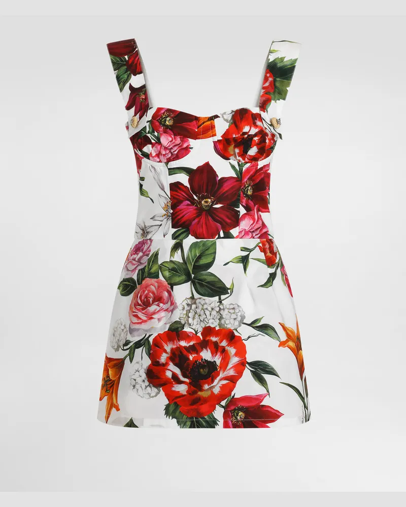 Dolce & Gabbana Top In Popeline Stampa Fiori - Donna Camicie E Top Stampa Stampa