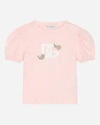 Dolce & Gabbana T-shirt In Jersey Con Logo Dg E Leopardini - Donna Collection Rosa Rosa