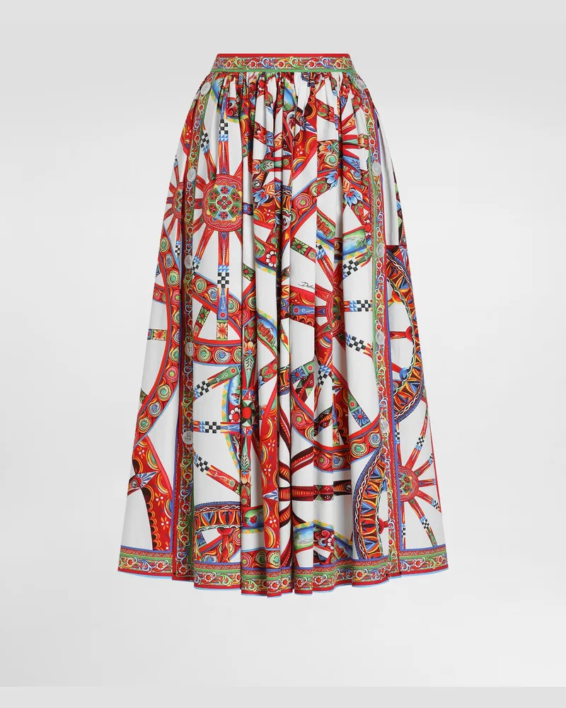 Dolce & Gabbana Gonna Lunga In Popeline Stampa Carretto - Donna Gonne Multicolore Variante