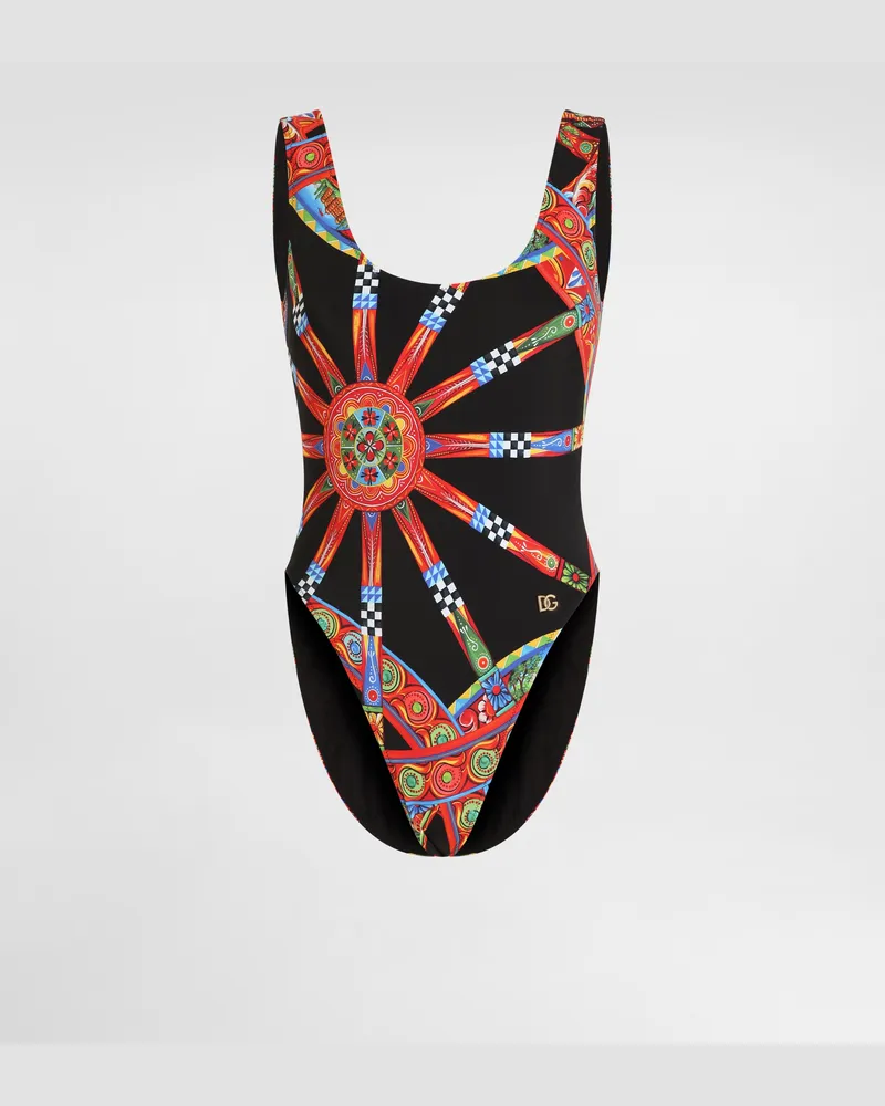 Dolce & Gabbana Costume Intero Olimpionico Stampa Carretto - Donna Beachwear Multicolore Multicolore