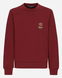 Dolce & Gabbana Felpa Jersey Cotone Con Ricamo - Uomo Felpe Bordeaux Cotone Vino