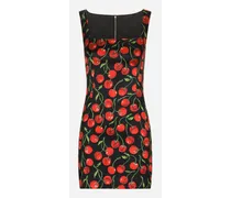 Short Cherry-print Satin Dress - Donna Abiti Multicolore Seta