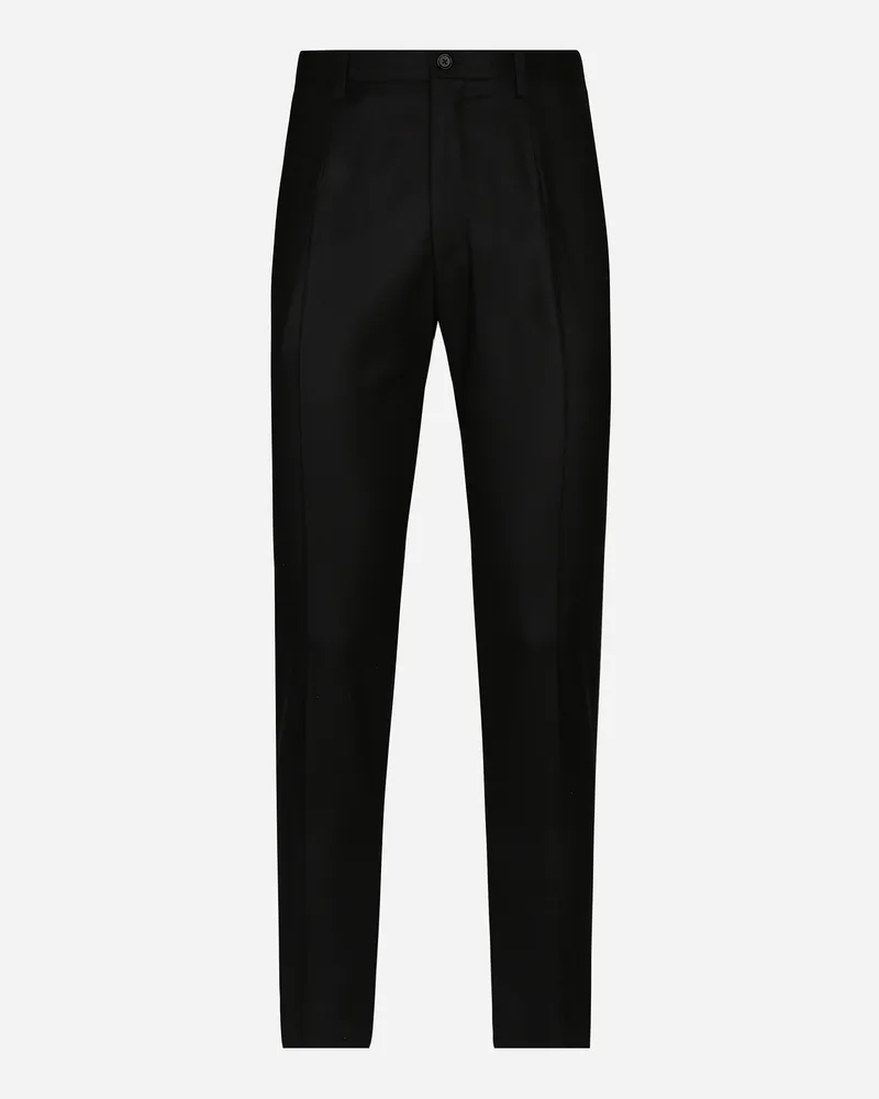 Dolce & Gabbana Pantalone Sartoriale In Flanella - Uomo Pantaloni E Shorts Nero Nero