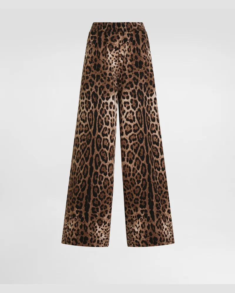 Dolce & Gabbana Pantaloni In Felpa Stampa Leo - Donna Pantaloni E Shorts Stampa Animalier Leo