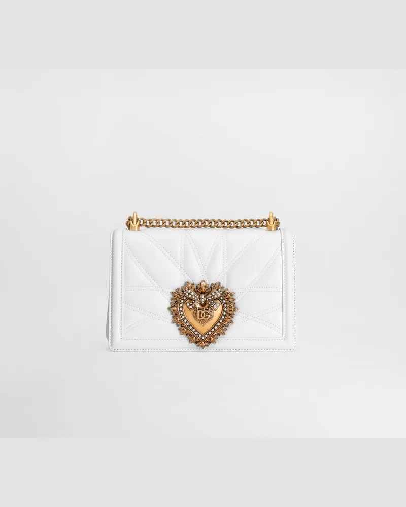 Dolce & Gabbana Borsa Devotion Media In Nappa Matelassé - Donna Borse A Spalla E Tracolla Bianco Pelle Bianco