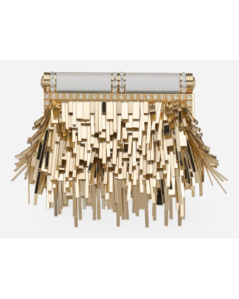 Dolce & Gabbana Borsa In Nappa Mordoré Con Ricamo Frange - Donna Borse Mini Micro E Pochette Oro Oro