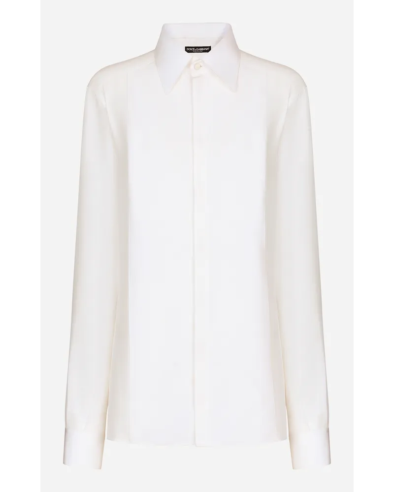 Dolce & Gabbana Camicia In Crêpe De Chine Di Seta - Donna Camicie E Top Bianco Seta Bianco