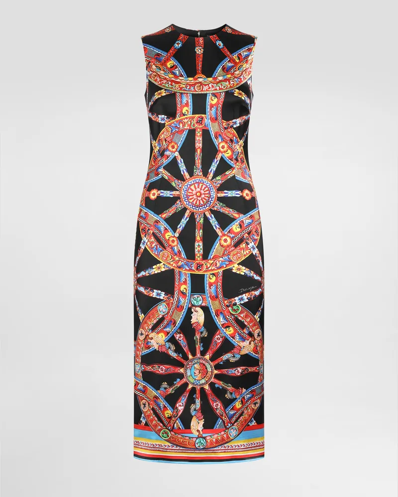Dolce & Gabbana Abito In Raso Stampa Carretto - Donna Abiti Multicolore Variante