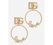 Orecchini A Clips "love" E Logo Dg - Donna Bijoux Oro Metallo