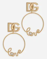 Dolce & Gabbana Orecchini A Clips "love" E Logo Dg - Donna Bijoux Oro Metallo Oro