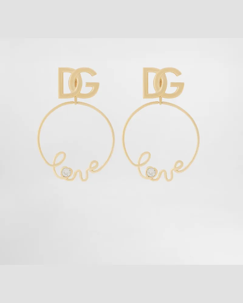 Dolce & Gabbana Orecchini A Clips "love" E Logo Dg - Donna Bijoux Oro Metallo Oro