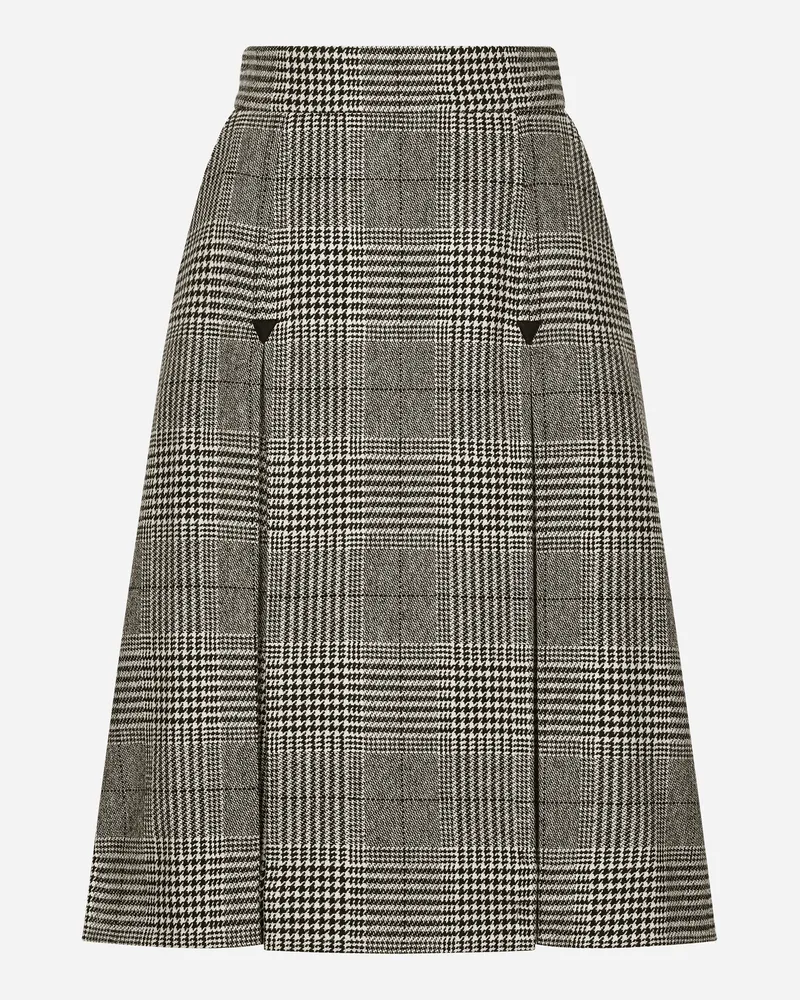 Dolce & Gabbana Gonna Longuette Ad A Con Pieghe In Principe Di Galles - Donna Gonne Multicolore Quadri-check-tartan