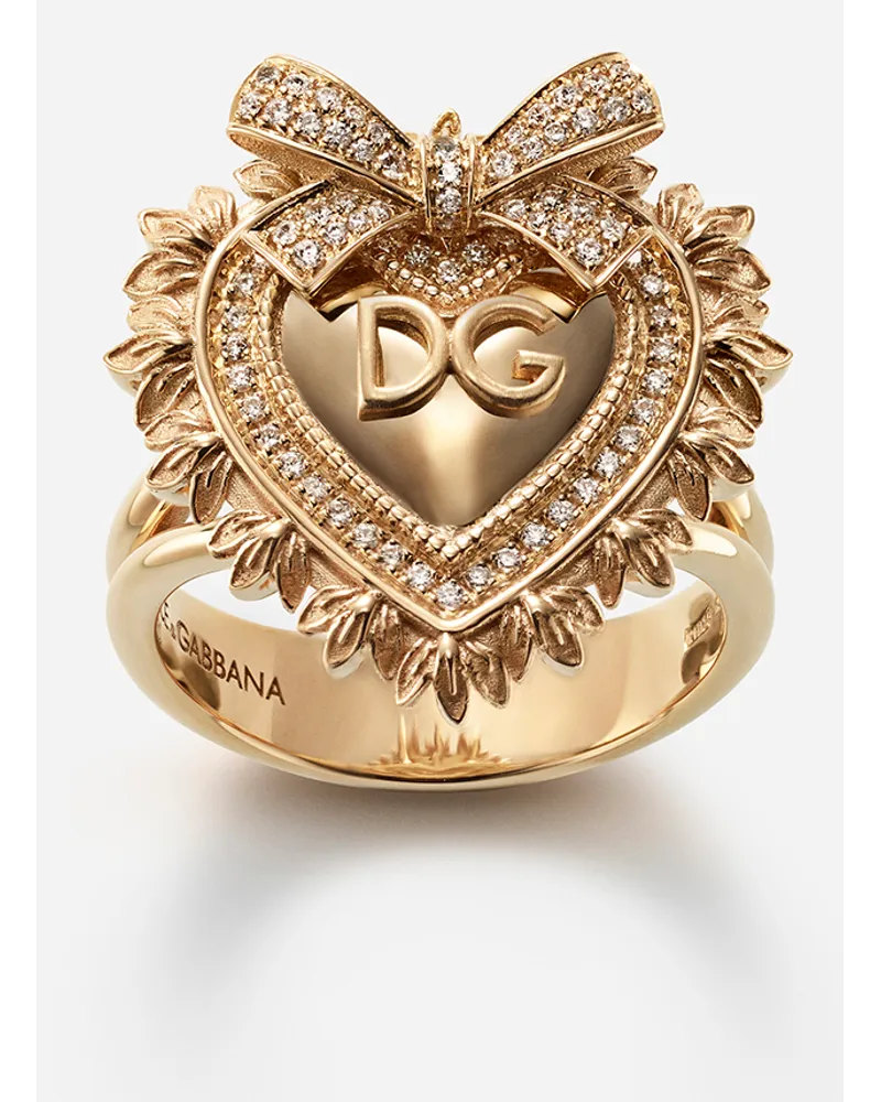 Dolce & Gabbana Devotion Ring In Yellow Gold With Diamonds - Donna Anelli Oro Oro