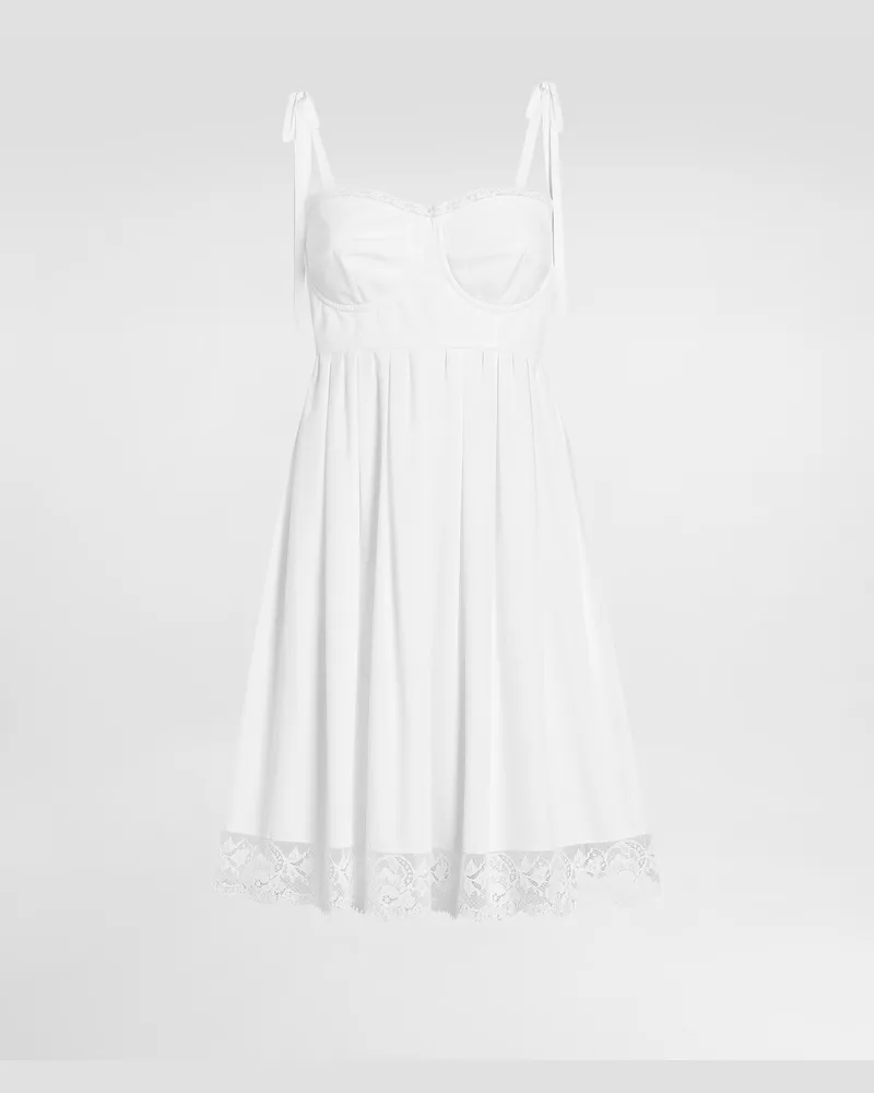 Dolce & Gabbana Abito Corto In Popeline - Donna Abiti Bianco Bianco