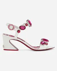 Dolce & Gabbana Sandalo In Vernice - Donna Sandali E Zeppe Fucsia Pelle Bianco