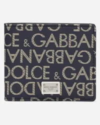 Dolce & Gabbana Portafoglio Bifold In Jacquard Spalmato - Uomo Portafogli E Piccola Pelletteria Blu Tessuto Blu