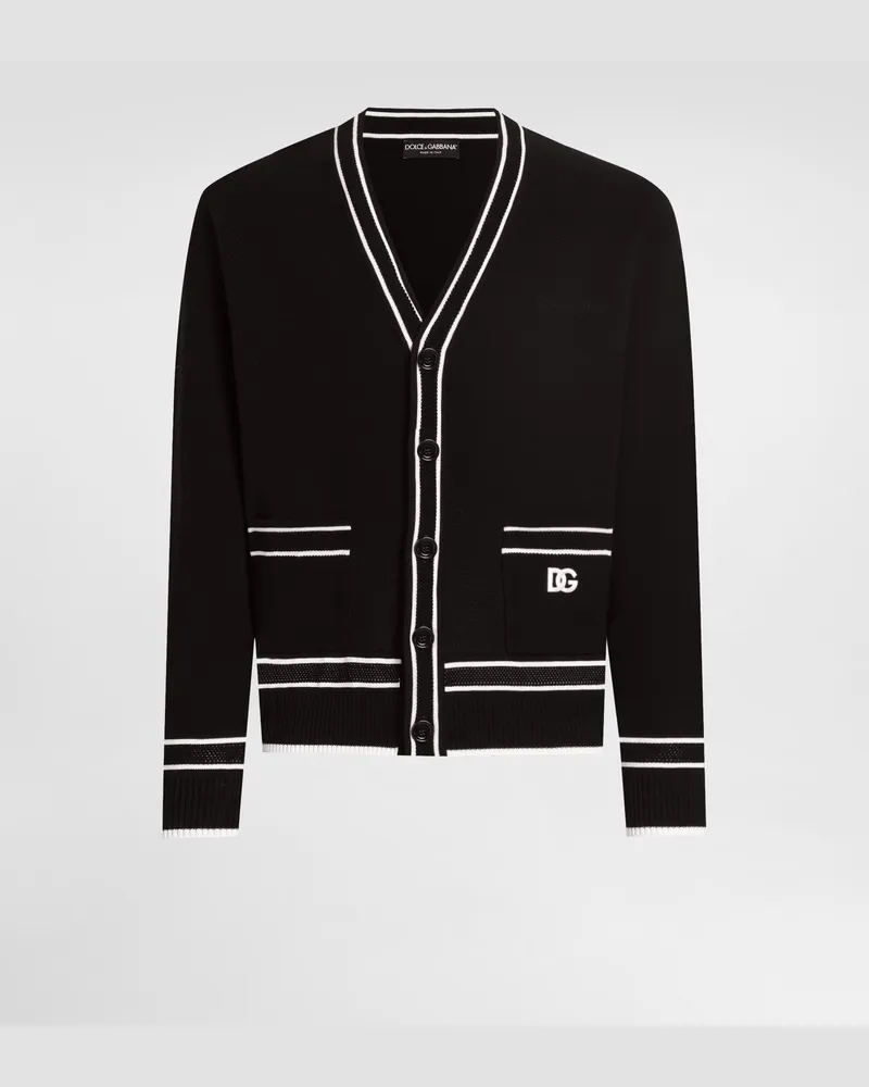 Dolce & Gabbana Cardigan Over In Cotone Piquet Con Bottoni - Uomo Maglieria Nero Nero