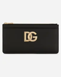 Dolce & Gabbana Portacarte Grande In Pelle Di Vitello Con Logo Dg - Donna Portafogli E Piccola Pelletteria Nero Pelle Nero