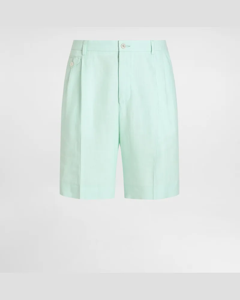 Dolce & Gabbana Bermuda In Lino - Uomo Pantaloni E Shorts Azzurro Lino Azzurro