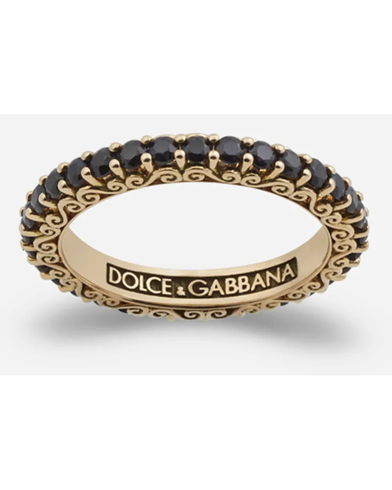 Dolce & Gabbana Anello Family In Oro Giallo E Zaffiri Neri - Donna Anelli Oro Oro