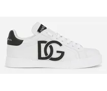 Dolce & Gabbana Sneaker Portofino In Pelle Di Vitello Con Logo Dg - Donna Sneaker Nero Pelle Bianco
