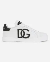 Dolce & Gabbana Sneaker Portofino In Pelle Di Vitello Con Logo Dg - Donna Sneaker Nero Pelle Bianco