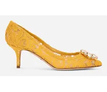 Lace Rainbow Pumps With Brooch Detailing - Donna Décolleté E Slingback Giallo Pizzo